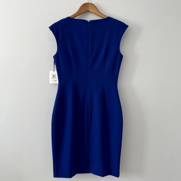 NWT Calvin Klein Sheath Ruffles Dress Size 6 Royal Blue - Picture 4 of 16